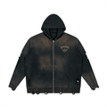 DIVINUMEST "WARRIOR" Distressed Full Zip Sweater