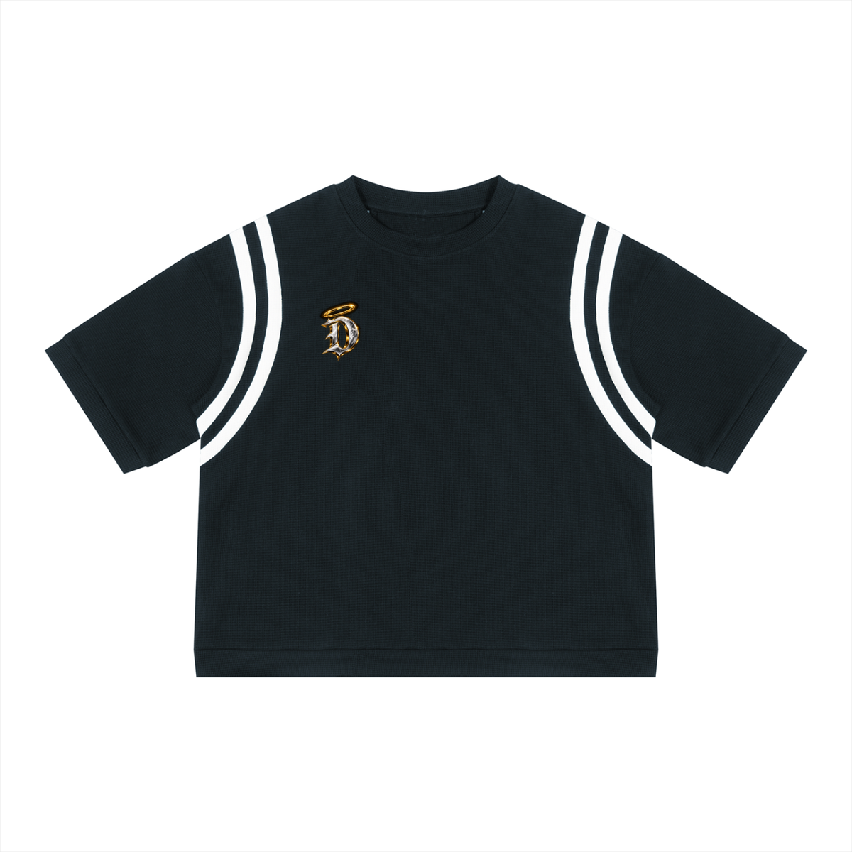 DIVINUMEST "Faithful" Color Block Waffle Boxy T-Shirt