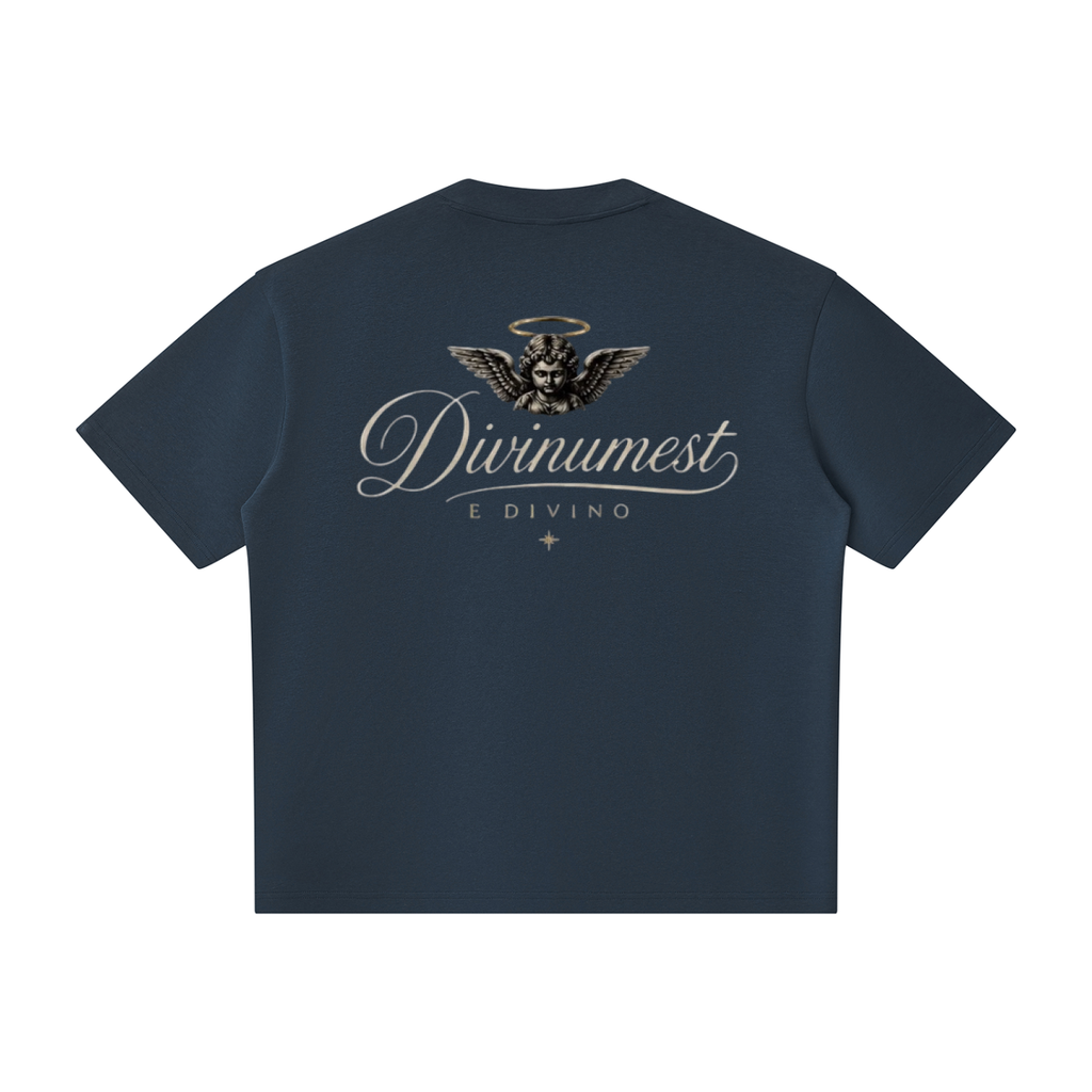 DIVINUMEST Baby Angel Oversized Piping Henley T-Shirt