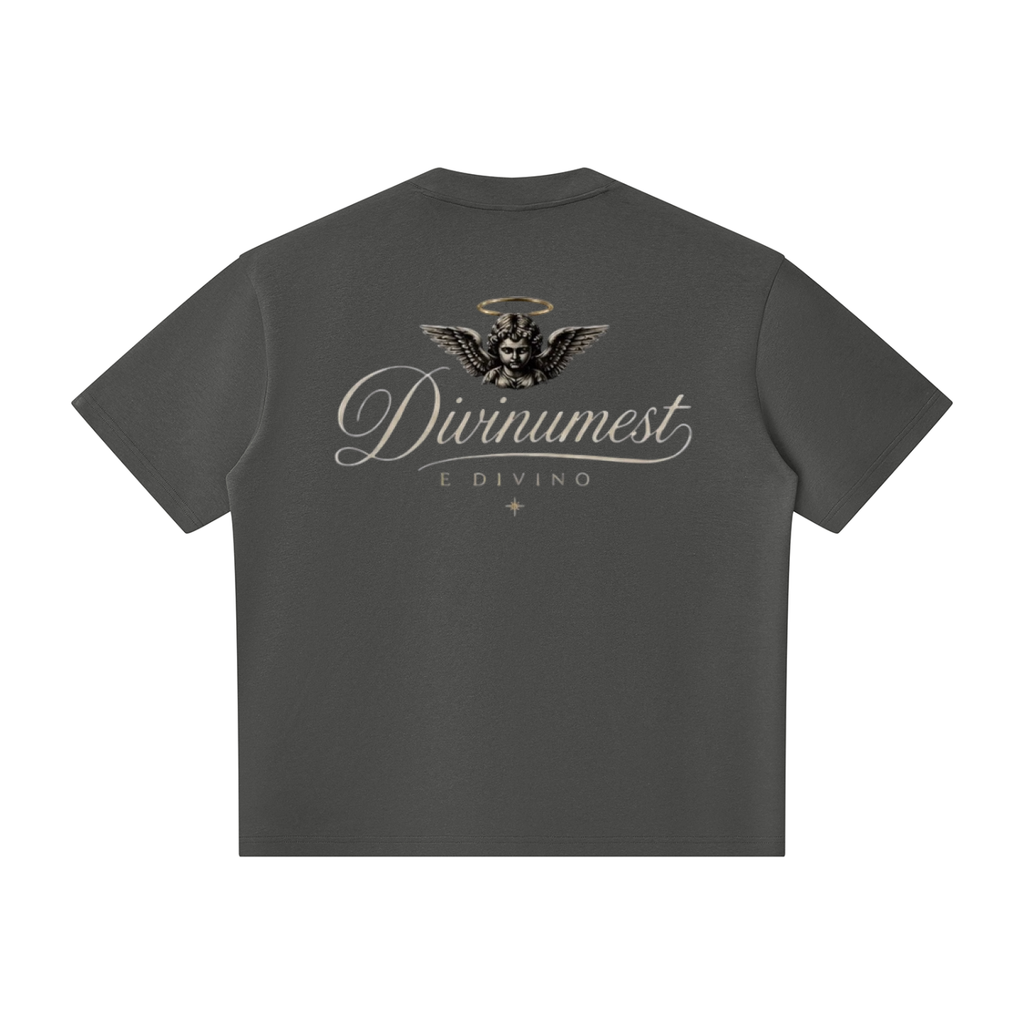 DIVINUMEST Baby Angel Oversized Piping Henley T-Shirt