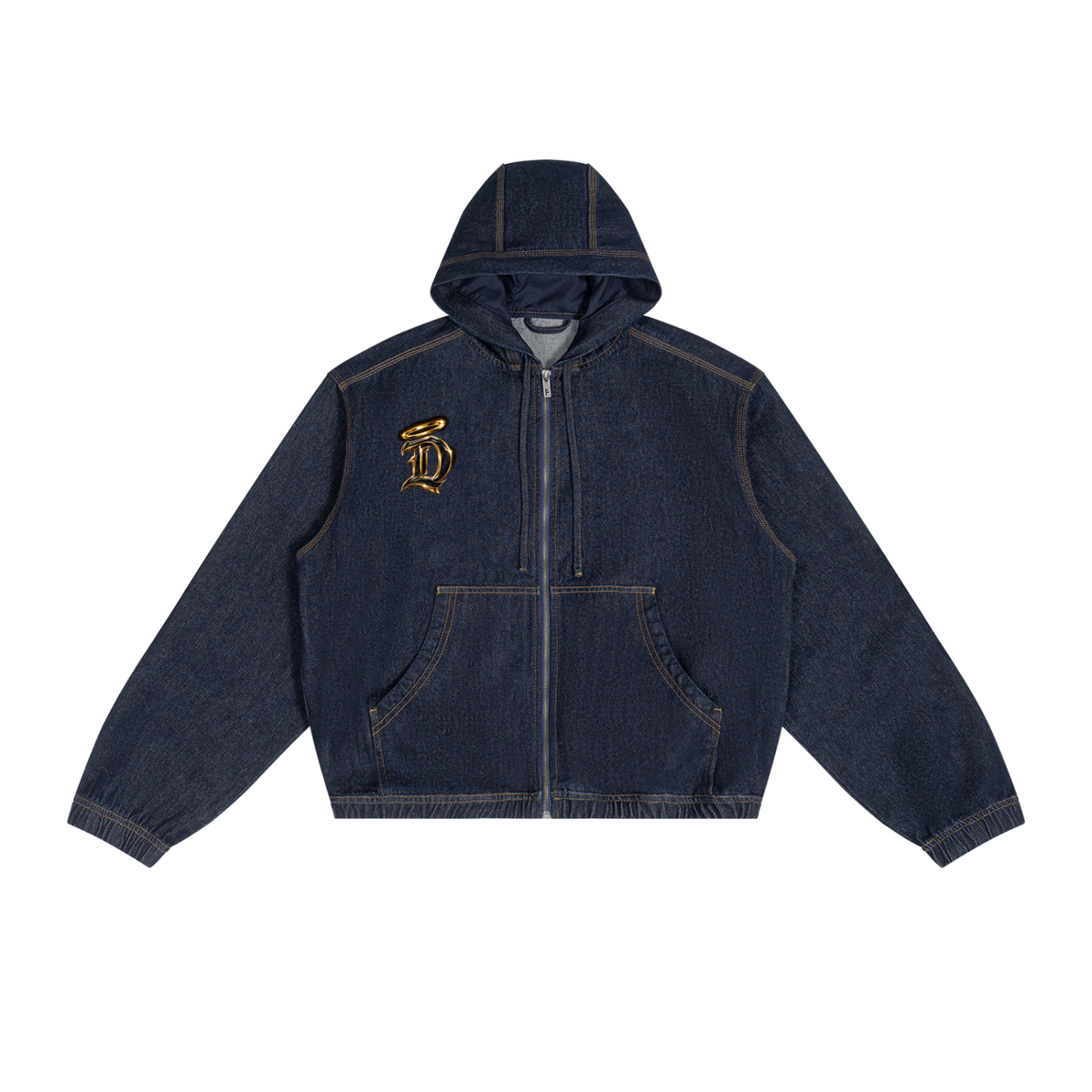 DIVINUMEST "Angel" Boxy Vintage Wash Hooded Denim Jacket