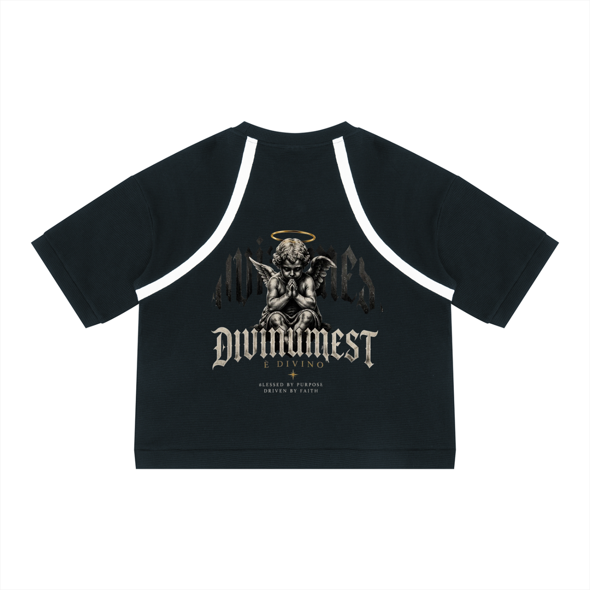 DIVINUMEST "Faithful" Color Block Waffle Boxy T-Shirt