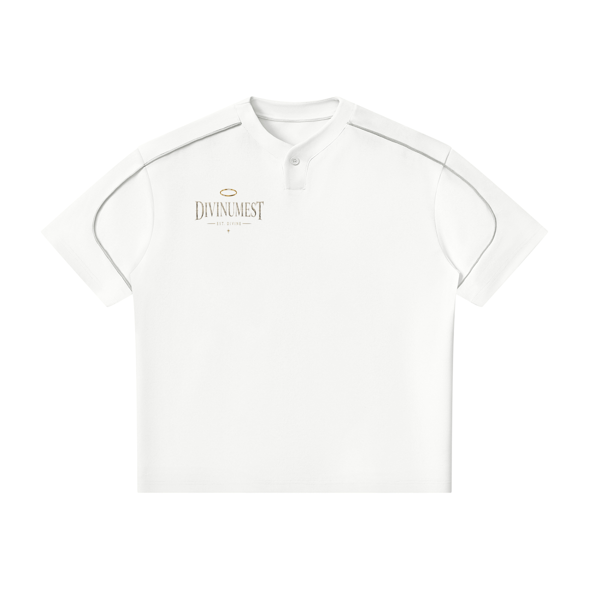 DIVINUMEST Baby Angel Oversized Piping Henley T-Shirt